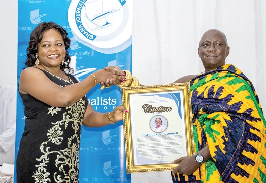 Beatrice Spio-Garbrah receiving her citation from Nana Boakye Yam Ababio, Nkwantakesehene Beatrice Spio-Garbrah receiving her citation from Nana Boakye Yam Ababio, Nkwantakesehene