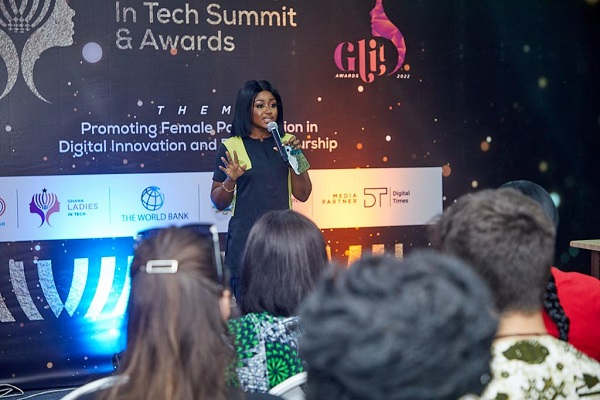 Ms Darkwa speaking at second edition of the GliT Summit and Awards, an event to honour women making an impact and mentoring young talents Belinda Darkwa