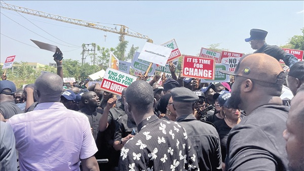 Nigeria's opposition leader, Abubakar Atiku, led his supporters in protest against the result of the February 25 presidential election Nigeria's opposition leader, Abubakar Atiku, led his supporters in protest against the result of the February 25 presidential election