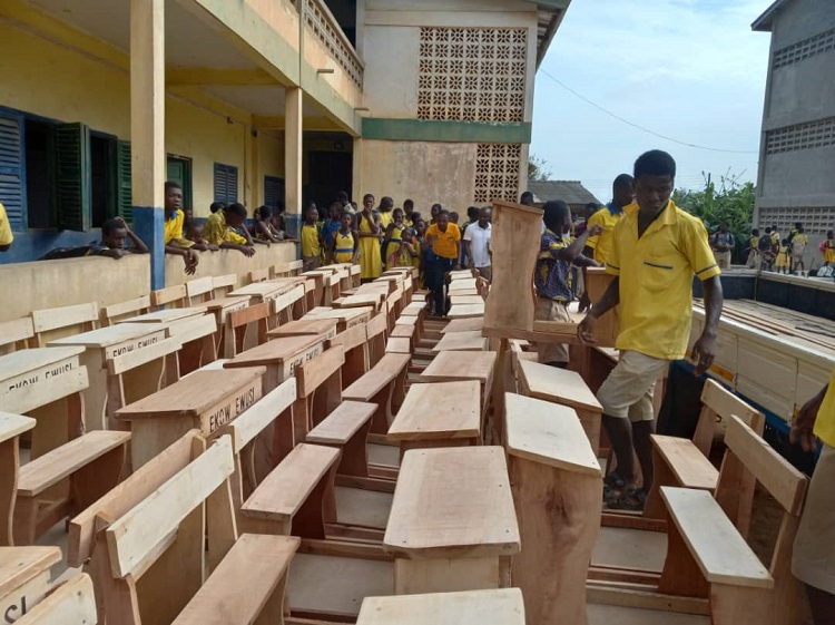 Philanthropist donates desks to Cape Coast schools Philanthropist donates desks to Cape Coast schools