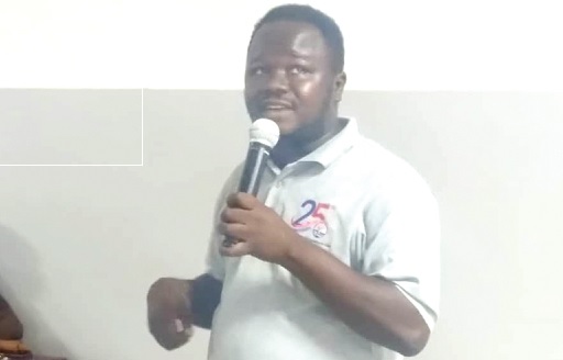 • Abdulai Ikililu (inset), Complaint Resolution Officer, PURC, making a presentation during the event • Abdulai Ikililu (inset), Complaint Resolution Officer, PURC, making a presentation during the event