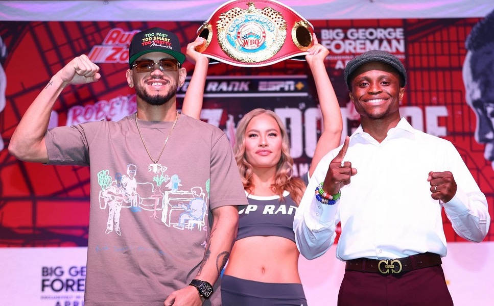 Isaac Dogboe faces Robisey Ramirez (left) in Tulsa, Oklahoma, for the WBO championship belt.