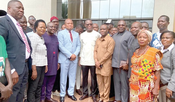• Samuel Okudzeto Ablakwa (4th from left), with Fifi Kwetey (5th from left), NDC General Secretary, and other sympathisers after he was acquitted and discharged by the court • Samuel Okudzeto Ablakwa (4th from left), with Fifi Kwetey (5th from left), NDC General Secretary, and other sympathisers after he was acquitted and discharged by the court
