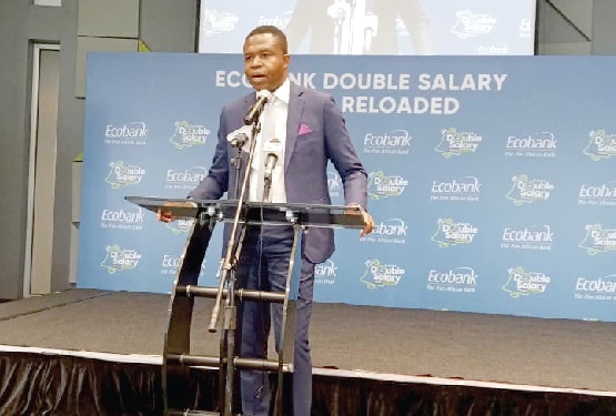 Dr Edward Botchway launching the promotion Ecobank launches ‘Double Salary Reloaded’