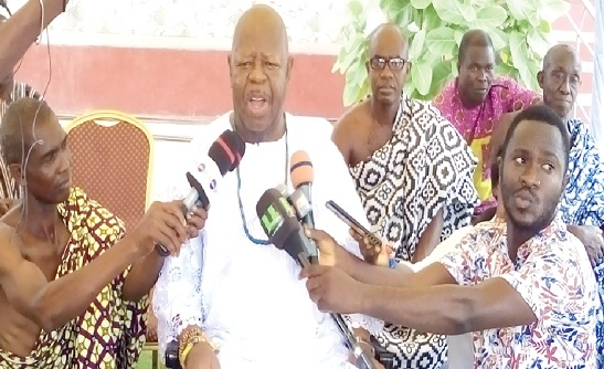 Nene Sakite II, Konor of Manya Krobo,  addressing the gathering