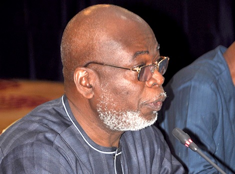 The Vice Chancellors and officials of the technical universities taking their oaths ahead of the hearing. INSET: Dr James Klutse Avedzi, Chairman of PAC