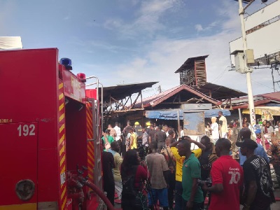 Fire officers are on the ground to douse the fire Fire officers are on the ground to douse the fire