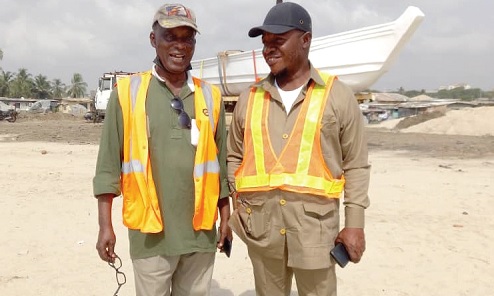 Benedict Lamptey (left), MD Fiberglass Ghana, with Capt Kwame Osei immediately after boat trial Benedict Lamptey (left), MD Fiberglass Ghana, with Capt Kwame Osei immediately after boat trial