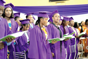Dr Samuel Donkor (inset), President and Founder of the All Nations University, addressing new students of the university Dr Samuel Donkor (inset), President and Founder of the All Nations University, addressing new students of the university