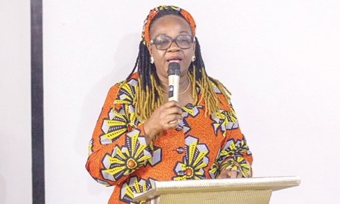Patricia Dovi Sampson, Director-General (Administration) of Ministry of Sanitation and Water Resources, announcing the revision on Nationally Determined Contributions Patricia Dovi Sampson, Director-General (Administration) of Ministry of Sanitation and Water Resources, announcing the revision on Nationally Determined Contributions