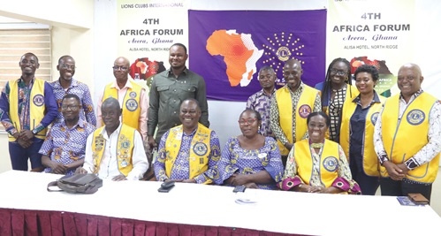 Kate Baaba Hudson (seated 2nd from right), Governor, Lions Club International District 418, with Dr Kweku Mensa-Bonsu (seated middle), First District Governor; Helen Make Obeng (seated right), Past District Governor, and some members of the Lions Club International District 418 after the press conference in Accra. Picture: ELVIS NII NOI DOWUONA Kate Baaba Hudson (seated 2nd from right), Governor, Lions Club International District 418, with Dr Kweku Mensa-Bonsu (seated middle), First District Governor; Helen Make Obeng (seated right), Past District Governor, and some members of the Lions Club International District 418 after the press conference in Accra. Picture: ELVIS NII NOI DOWUONA