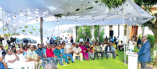 Dr Bawumia (right) addressing the audience at his residence in Accra Dr Bawumia (right) addressing the audience at his residence in Accra