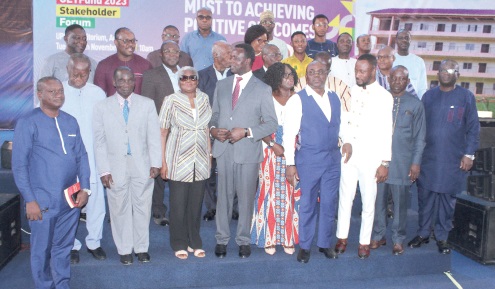 Dr Yaw Osei Adutwum (4th from right), Minister of Education, with Dr Richard Ampofo Boadu (4th from right), GETFund Administrator, other dignitaries and participants. Picture: ERNEST KODZI Dr Yaw Osei Adutwum (4th from right), Minister of Education, with Dr Richard Ampofo Boadu (4th from right), GETFund Administrator, other dignitaries and participants. Picture: ERNEST KODZI