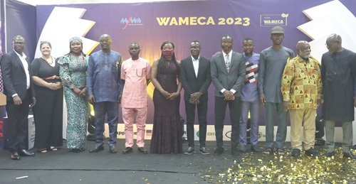Fatimatu Abubakar (3rd from left), Deputy Minister of Information, with Sulemana Briamah (left), Executive Director, Media Foundation for West Africa; Muhammed Akinyemi (5th from right), the West African Journalist of the year 2023, some dignitaries and the award winners after the ceremony in Accra. Picture: ELVIS NII NOI DOWUONA Fatimatu Abubakar (3rd from left), Deputy Minister of Information, with Sulemana Briamah (left), Executive Director, Media Foundation for West Africa; Muhammed Akinyemi (5th from right), the West African Journalist of the year 2023, some dignitaries and the award winners after the ceremony in Accra. Picture: ELVIS NII NOI DOWUONA