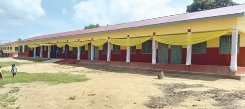 The newly constructed six-unit classroom block for the Bepotrim M A Basic School