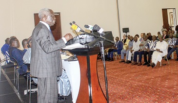 Yaw Osafo-Maafo (left), Presidential Advisor, Jubilee House, delivering a speech on behalf of Dr Mahamudu Bawumia. Picture: ERNEST KODZI Timothy Ngnenbe & Diana Mensah