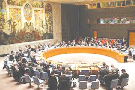 A meeting of the Security Council, a principal organ of the UN A meeting of the Security Council, a principal organ of the UN