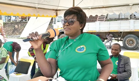 Rose Appiah Okyere, Managing Director of Volta Lake Transport Company Limited, addressing staff of the company Rose Appiah Okyere, Managing Director of Volta Lake Transport Company Limited, addressing staff of the company