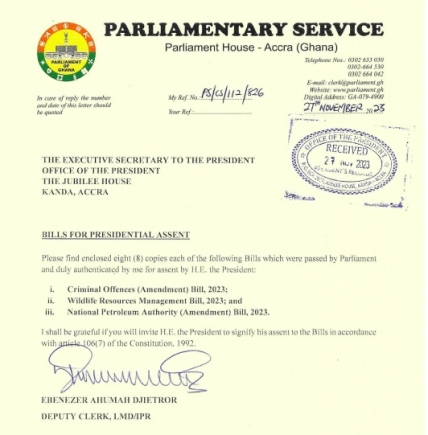 Akufo-Addo to Bagbin: Witchcraft Bill was presented yesterday to Jubilee House