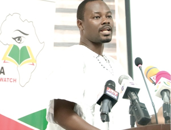 Divine Kpe, Senior Programme Officer, Africa Education Watch, addressing participants in the meeting. Picture: EDNA SALVO-KOTEY Divine Kpe, Senior Programme Officer, Africa Education Watch, addressing participants in the meeting. Picture: EDNA SALVO-KOTEY