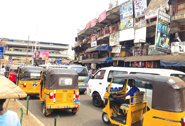 Some tricycles operating in the central business district before the ban came in force. Picture: EMMANUEL BAAH Some tricycles operating in the central business district before the ban came in force. Picture: EMMANUEL BAAH