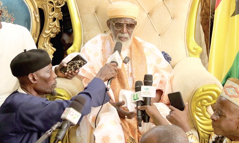 Sheikh Usmanu Nuhu Sharubutu (right), National Chief Imam, addressing the media. Picture: ELVIS NII NOI DOWUONA Sheikh Usmanu Nuhu Sharubutu (right), National Chief Imam, addressing the media. Picture: ELVIS NII NOI DOWUONA