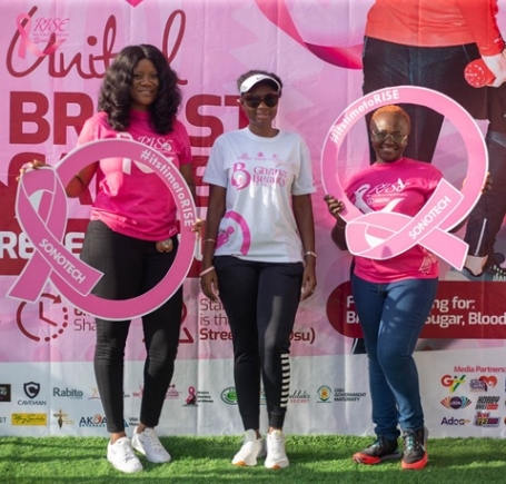Dr Grace Buckman (left), Medical Director, Sonotech Medical and Diagnostic Center with other partners for the walk Sonotech advocates more breast cancer screening