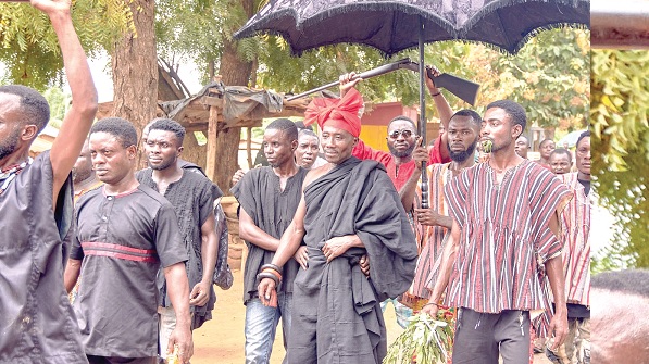 Nana Kwate-Asare Ofori III being escorted to the durbar ground Nana Kwate-Asare Ofori III being escorted to the durbar ground