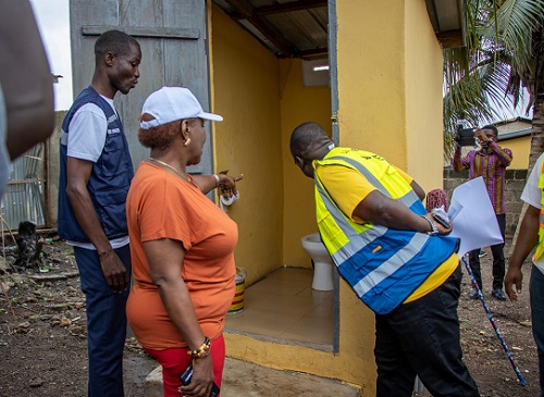 Minister of Sanitation and Water Resources, Cecilia Abena Dapaah,  inspecting one of the toilets at Ejisu in the Greater Kumasi Metropolitan Area (GKMA). With him is the National Coordinator of GAMA-SWP, George Asiedu. Minister of Sanitation and Water Resources, Cecilia Abena Dapaah,  inspecting one of the toilets at Ejisu in the Greater Kumasi Metropolitan Area (GKMA). With him is the National Coordinator of GAMA-SWP, George Asiedu.