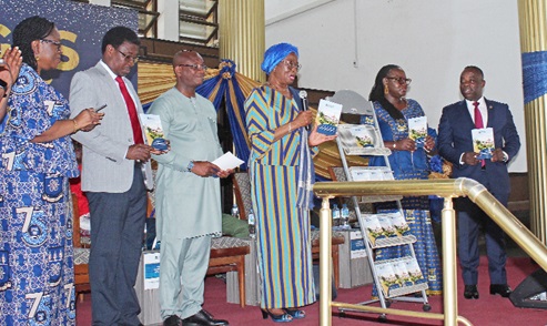 Justice Sophia Akuffo (3rd from right), Chairperson, University of Ghana Council, launching the document. With her are Prof. Nana Aba Appiah Amfo (2nd from right), Vice-Chancellor, UG, Dr Evans Aggrey-Darkoh (right), acting Head, Civil Service Ghana, Bright Wireko-Brobby (3rd from left), Deputy Minister of Employment and Labour Relations, and other dignitaries. Picture: ERNEST KODZI Justice Sophia Akuffo (3rd from right), Chairperson, University of Ghana Council, launching the document. With her are Prof. Nana Aba Appiah Amfo (2nd from right), Vice-Chancellor, UG, Dr Evans Aggrey-Darkoh (right), acting Head, Civil Service Ghana, Bright Wireko-Brobby (3rd from left), Deputy Minister of Employment and Labour Relations, and other dignitaries. Picture: ERNEST KODZI