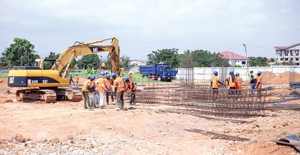 Workers at construction site of the GH¢14m multipurpose building for the Ghana School of Law.