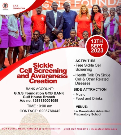 G.N.S foundation to screen school children for Sickle Cell on Sept. 13