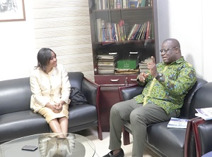 Theophilus Yartey (right) in a discussion with Rev. Angela Carmen Appiah