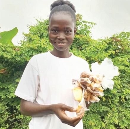 Gladys Takyi sells the octopus on commission basis