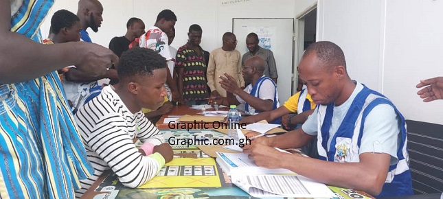 • A section of the registrants going through the process. PICTURE BY DELLA RUSSEL OCLOO • A section of the registrants going through the process. PICTURE BY DELLA RUSSEL OCLOO