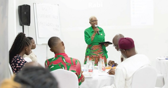 Comfort Ocran, Executive Director, Springboard Road Show Foundation, speaking at the launch Comfort Ocran, Executive Director, Springboard Road Show Foundation, speaking at the launch