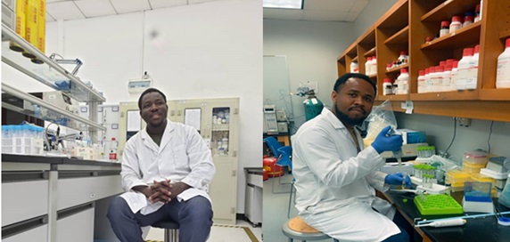 From Left to right: Alhassan S. Issaka (left). Picture taken during his time at the Advanced Environmental Materials Discovery Laboratory (AEMDL) at Central South University, China. He now does research at the University of Florida, USA. Dr Charles Amanze (right). Picture taken at the Environmental Engineeering Laboratory at Florida State University, USA. From Left to right: Alhassan S. Issaka (left). Picture taken during his time at the Advanced Environmental Materials Discovery Laboratory (AEMDL) at Central South University, China. He now does research at the University of Florida, USA. Dr Charles Amanze (right). Picture taken at the Environmental Engineeering Laboratory at Florida State University, USA.