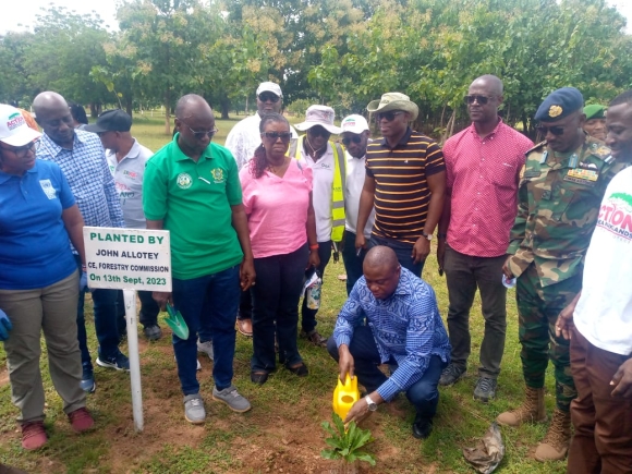 John Allotey (arrowed), CEO of Forestry Commission, with Dr Angela Lusigi, UNDP Resident Representative; Aaron Adu, Managing Director of GSA, and other dignitaries