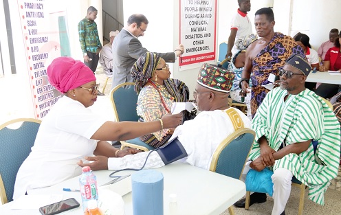 Some dignitaries and participants going through the health screening process. Picture: ELVIS NII NOI DOWUONA Some dignitaries and participants going through the health screening process. Picture: ELVIS NII NOI DOWUONA