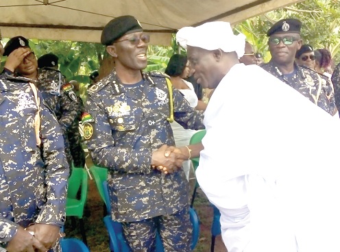 Dr George Akuffo Dampare, the Inspector General of Police, congratulating Asafoatse Odjeblema Angmortey I, at the function Dr George Akuffo Dampare, the Inspector General of Police, congratulating Asafoatse Odjeblema Angmortey I, at the function