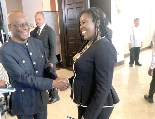 Sena Dake (right), President of ICAG, interacting with Dr Felix Anyah, CEO of Holy Trinity Spa, during the luncheon Sena Dake (right), President of ICAG, interacting with Dr Felix Anyah, CEO of Holy Trinity Spa, during the luncheon