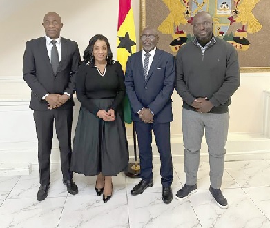 The 3 GOC officials with the Ghana High Commissioner to UK and Ireland, Sabah Zita Benson (2nd left)