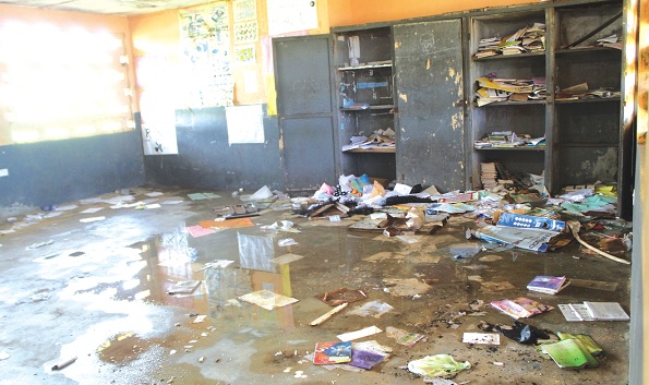 The flooded classrooms. Picture: ESTHER ADJORKOR ADJEI