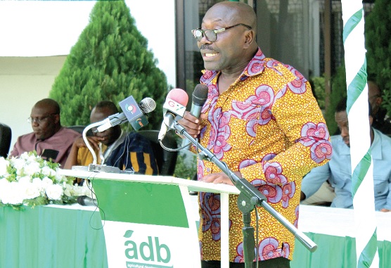  Moses Anim (right), Deputy Minister, Fisheries &amp; Aquaculture, delivering his address at the launch in Accra
