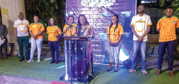 • Micheline Yahot, Country Manager of Air Cote D'Ivoire in Ghana, speaking at the event • Air Cote D'Ivoire Country Manager