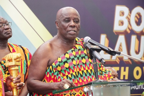 Osagyefuo Amoatia Ofori Panin, Okyenhene, delivering an address at the book launch. Picture: ELVIS NII NOI DOWUONA 