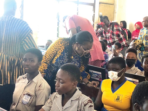  Learners of Dansoman Cluster of Schools 1 going through the ICT training session 