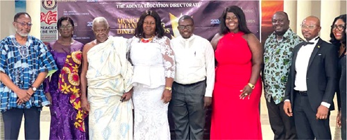 Gifty Mussey (4th from left), Adentan Municipal Director of Education, with some of the dignitaries after the maiden thanksgiving dinner and awards night Gifty Mussey (4th from left), Adentan Municipal Director of Education, with some of the dignitaries after the maiden thanksgiving dinner and awards night