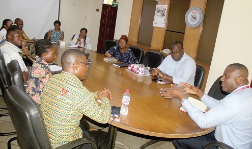 Franklin Sowah (right), Director, Marketing, GCGL, addressing Gideon T.Y Leckson-Leckey (left), Council Member- President of Planned Parenthood Association of Ghana and his delegation when they paid a visit to GCGL. Picture: ESTHER ADJORKOR ADJEI Franklin Sowah (right), Director, Marketing, GCGL, addressing Gideon T.Y Leckson-Leckey (left), Council Member- President of Planned Parenthood Association of Ghana and his delegation when they paid a visit to GCGL. Picture: ESTHER ADJORKOR ADJEI