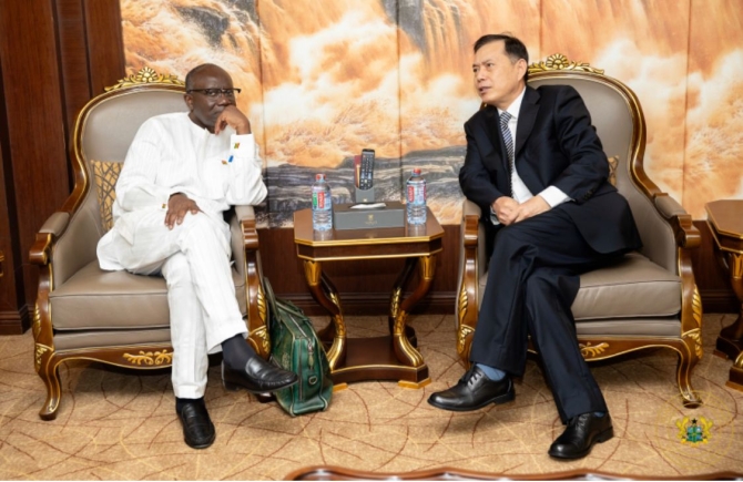 Minister of Finance, Ken Ofori-Atta, and Ambasador of China in Ghana, Lu Kun in conversation after the dialogue session Govt wants private sector growth - Finance Minister assures Chinese businesses